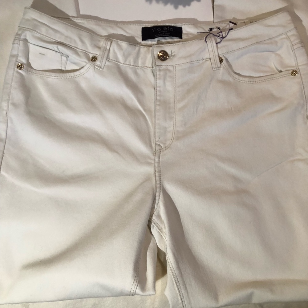 NWT-VIOLETA By Mango WHITE Jean Slim Fit Sz  16